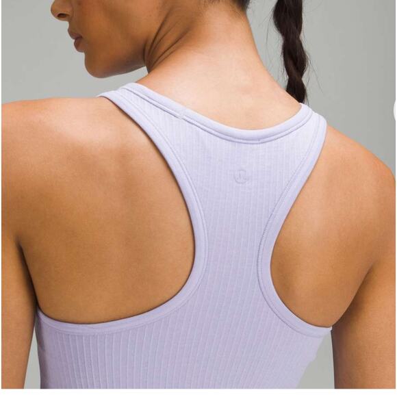Lululemon Ebb to Street Cropped Racerback Tank Top Lilac Smoke Size 14 - Picture 2 of 10